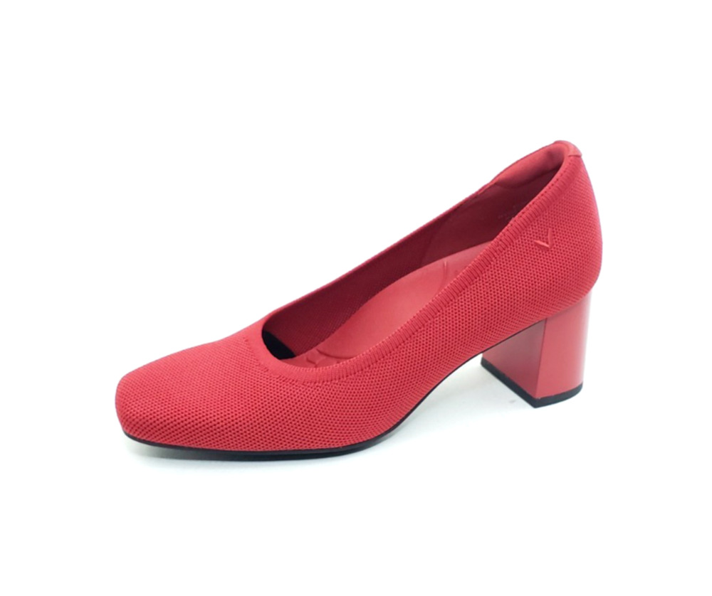 VIVAIA Elize Womens Block Heel Pumps Red Knit Square Toe Size EU 39 US 8